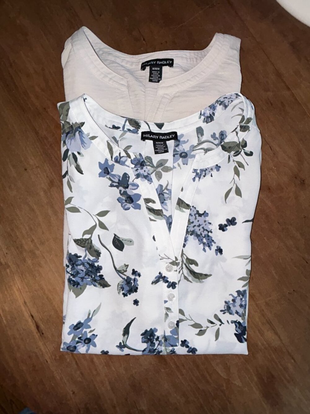 Hilary Radley Ladies tops, Medium ivory and one floral, short sleeve, pullov